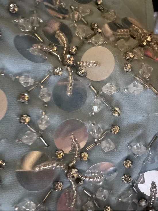 Oh Polly Strapless Embellished Light Blue Two-Piece Gown - Picture 10 of 16